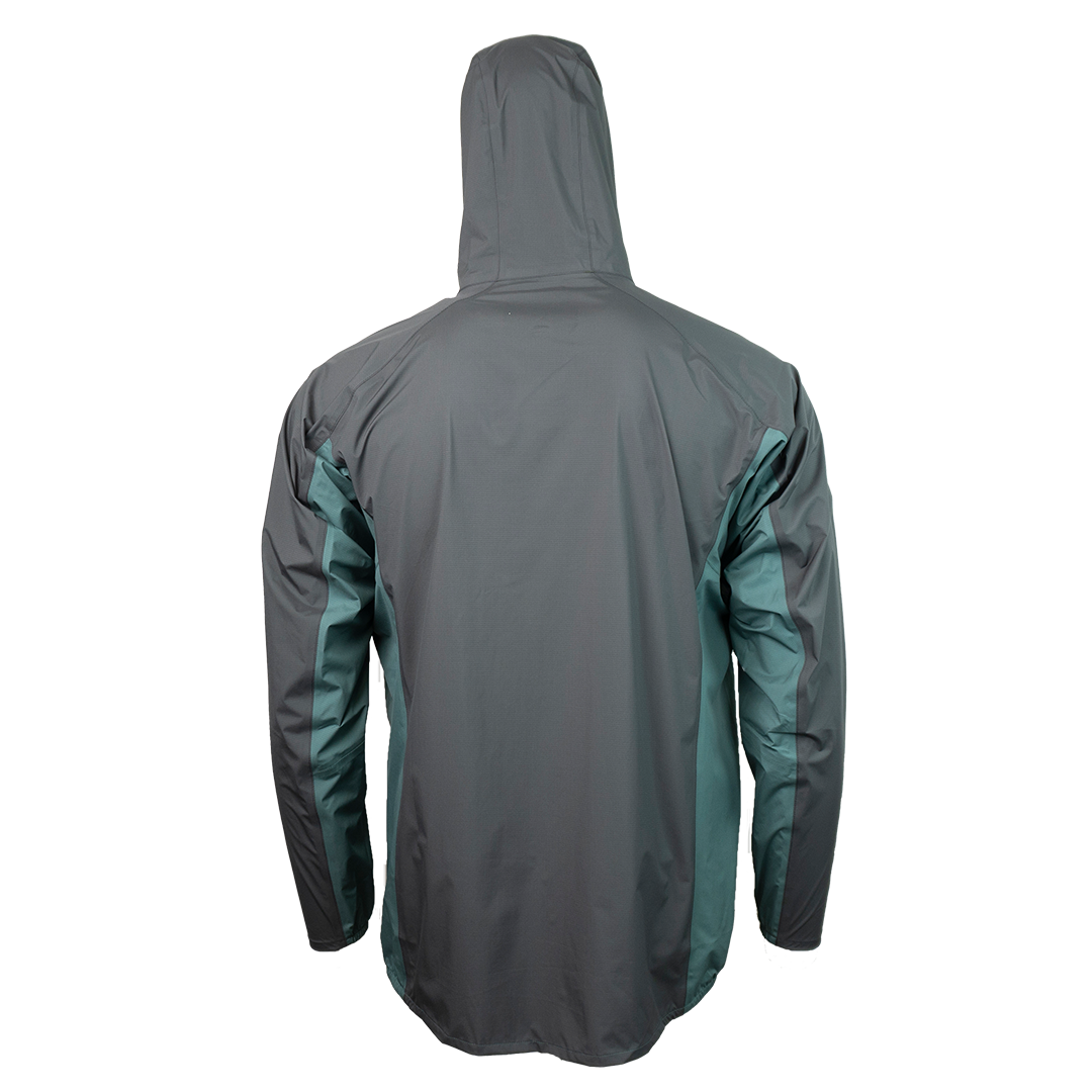 rear view of men's ultralight rain jacket