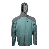 front view of men's ultralight rain jacket for backpacking