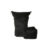Product shot of the Outdoor Vitals Ultralight 20L Dry Bag For Compression showing both expanded and rolled compression states.