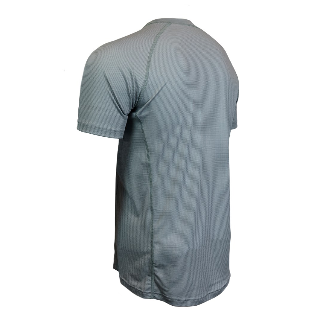 Athletic shirt on a white background 45 degree back right view