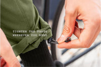Adjustable ankle drawstring feature on Outdoor Vitals Satu Adventure Pants.