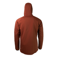 back view of the Outdoor Vitals Vario Jacket with the hood up
