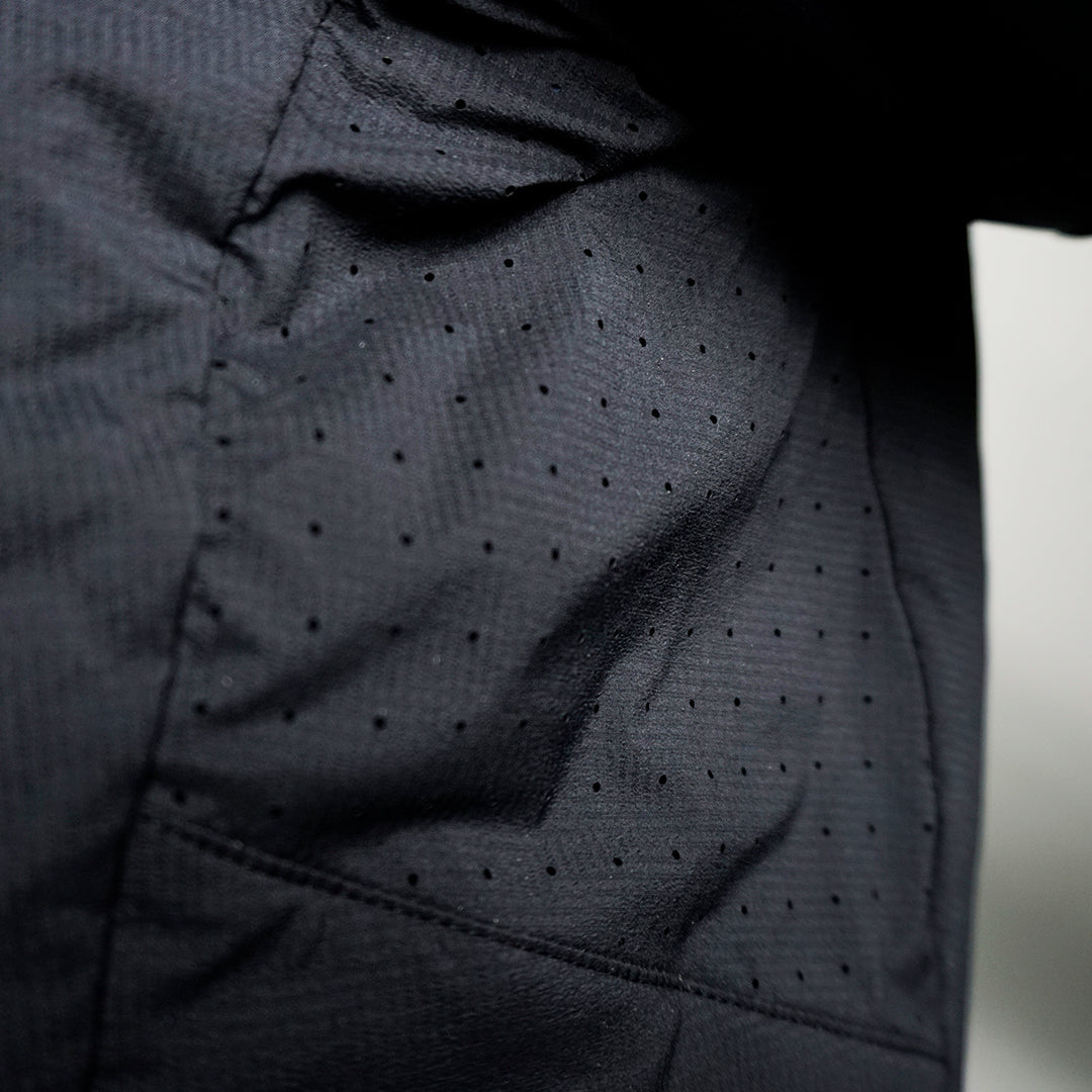 Close-up shot of the perforated underarm vents of the Ventus Active hoodie