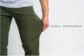 Close-up showing fabric elasticity and key performance features of Outdoor Vitals Satu Adventure Pants.