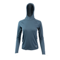 Ultralight synthetic hoodie with a hood, displaying true flat-lock seams and a minimal clean collar.