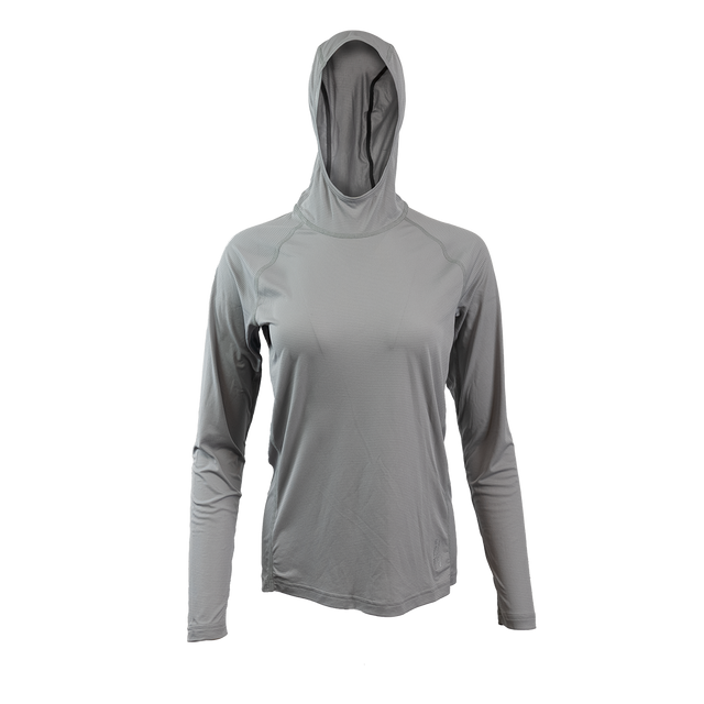 Ultralight synthetic hoodie with a hood, displaying true flat-lock seams and a minimal clean collar.