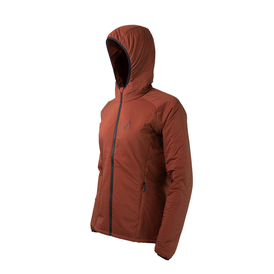 45 degree angle front right front view of the hooded jacket