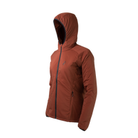 45 degree angle front right front view of the hooded jacket