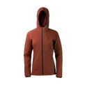 front view of women's full zip hooded jacket for backpacking